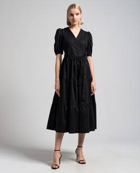 Twinset Черное платье на запах с драпировкой и металлическим логотипом 241TT2063