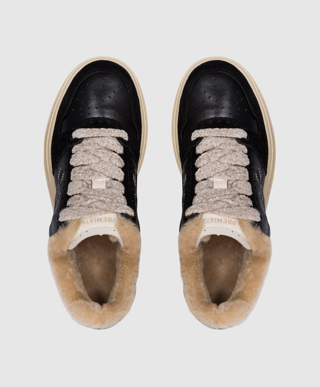 Premiata Черные кожаные кроссовки QUINND на меху QUINND7081M изображение 4