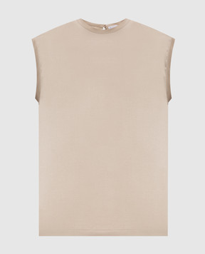 Brunello Cucinelli Бежевый топ из шелка M0C59EH500