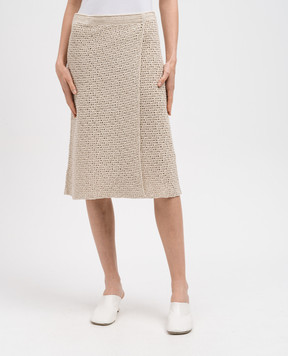Bottega Veneta Бежевая ажурная юбка на запах 782282V3WM0