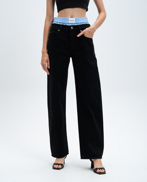 Alexander Wang Черные джинсы с эффектом наложения слоев с логотипом 4DC3244403