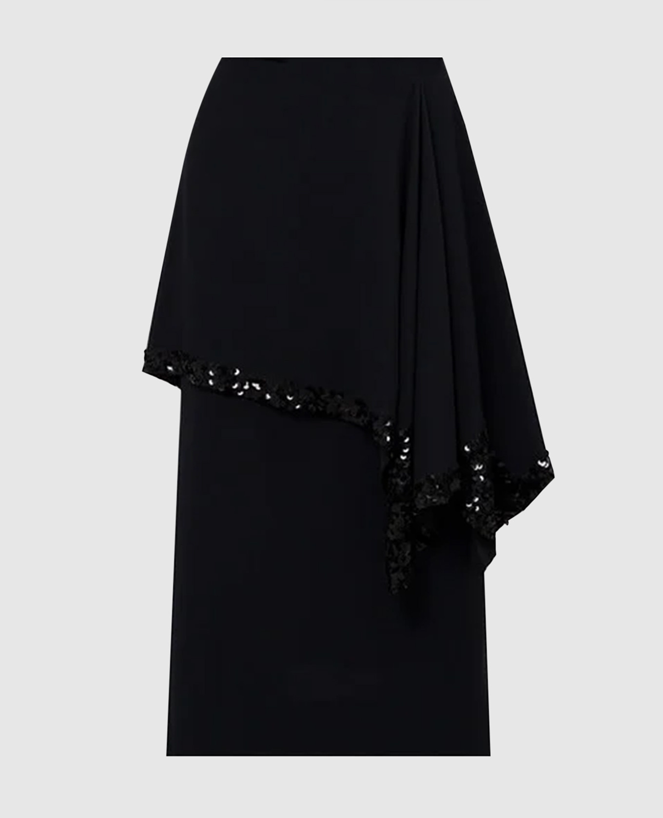 

Синяя юбка с баской с пайетками, Синий, Юбки-а-силуэта