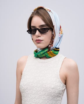 Off-White Блакитна хустка із шовку Cloud Arrow OWMI001S25FAB003