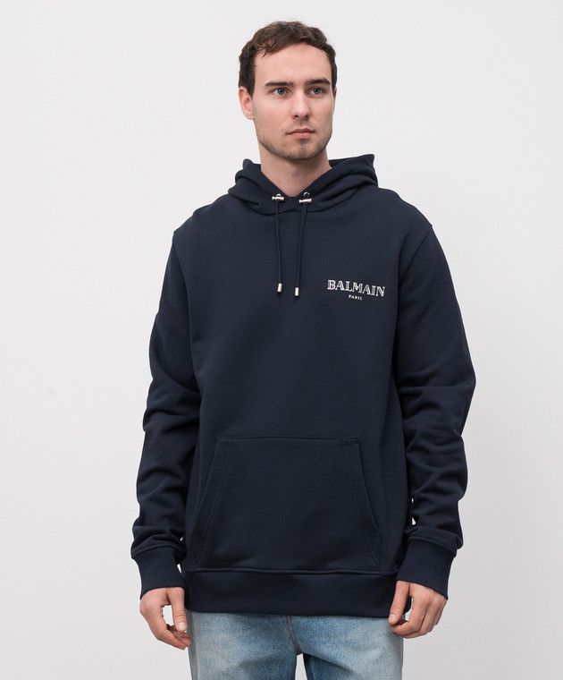 Balmain Синие худи с логотипом EH0JT047BC98 изображение 3