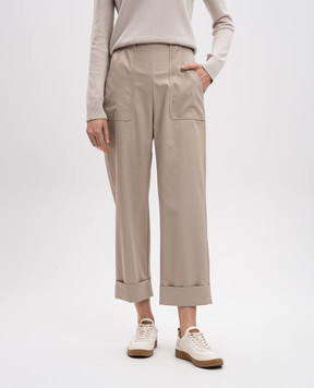 Max Mara Бежевые брюки PALIO с отворотами PALIO