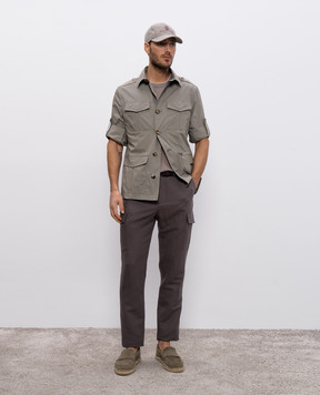 Brunello Cucinelli Коричневый карго с леном. MH255E1890