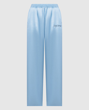Off-White Блакитні штани з вишивкою логотипа OMCP003F24FAB004