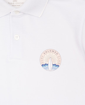 Brunello Cucinelli Дитяче блакитне поло з принтом BE854T319A