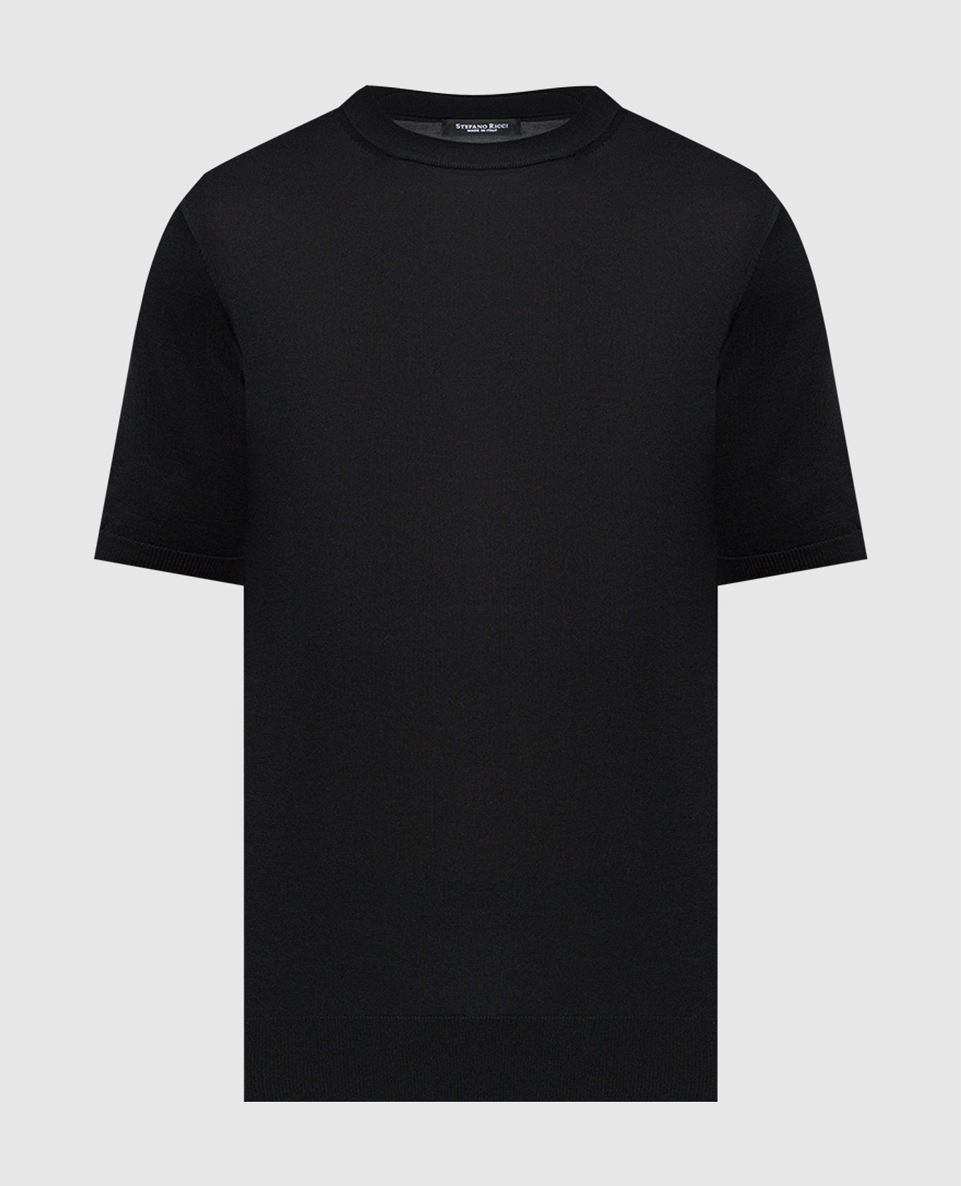 Black silk T-shirt with logo