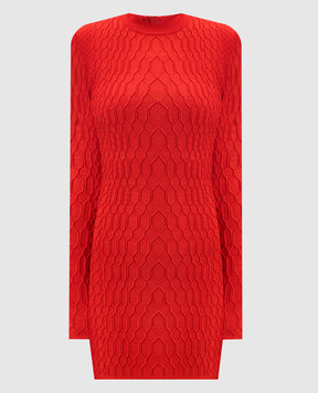 Balmain Червона сукня міні з фактурним візерунком FF0R8012KJ03