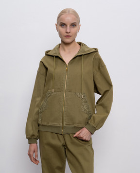 Twinset Зеленая джинсовая спортивная куртка с кружевом 251LL22BB
