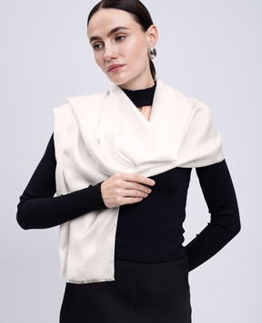 Givenchy Белый шарф из шелка и шерсти с логотипом 710009295002
