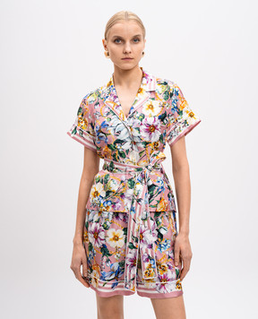 Dolce&Gabbana Розовая блуза из шелка в цветочный принт. F5G67THI1W4