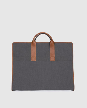 Brunello Cucinelli Серый кофр с кожаными вставками MWN4ZU390