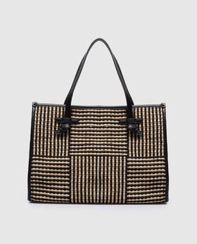 Gianni Chiarini Бежевая плетеная сумка-тоут Marcella с логотипом. BS11750BALI