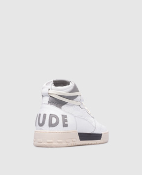 Rhude Белые кожаные хайтопы RHECESS с винтажным эффектом с логотипом RHPF24FO01879