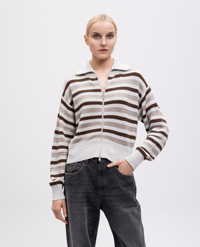 Brunello Cucinelli Серый кардиган в полоску M19251506P