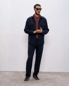 Canali Синя сорочка з кишенями AE0557431016