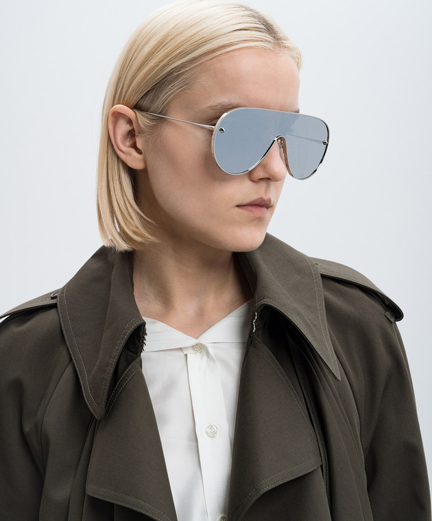 Alexander McQueen солнцезащитные очки-маска с зеркальным эффектом 803365I3310 изображение 2