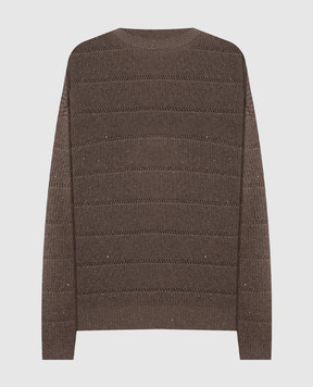 Brunello Cucinelli Коричневий светр з кашеміру та вовни MBM738200P