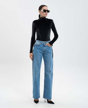 Thierry Mugler Синие джинсы со шнуровкой 25F6PA0486211