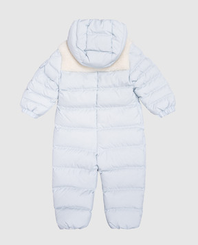Moncler ENFANT Детский голубой пуховой комбинезон Indro с логотипом J29511G0000154A811824
