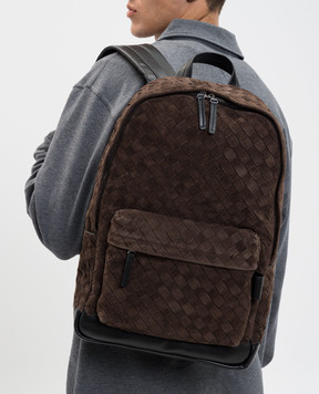 Bottega Veneta Коричневий замшевий плетений рюкзак 828117V1QEC