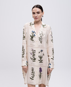 Max Mara Weekend Бежева сукня-сорочка ECCESSO із шовку в квітковий принт ECCESSO