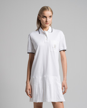 Brunello Cucinelli Белое платье с логотипом из плиссе ML824AEN41