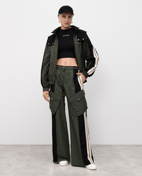 Palm Angels Зеленая ветровка с принтом логотипа PWEB016F25FAB001