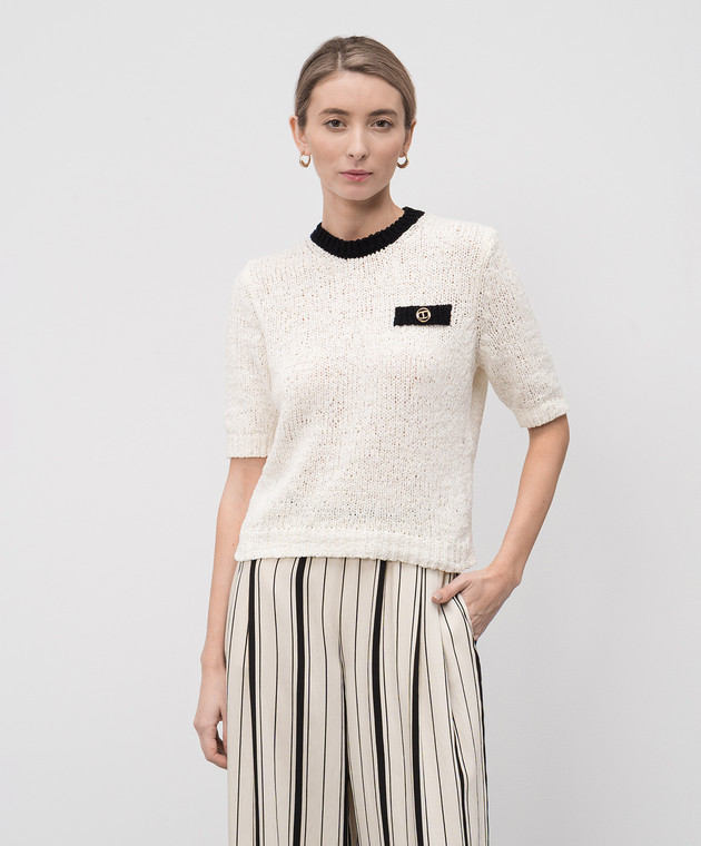 Twinset Белый джемпер с логотипом логотип логотип 251TP3440 изображение 3