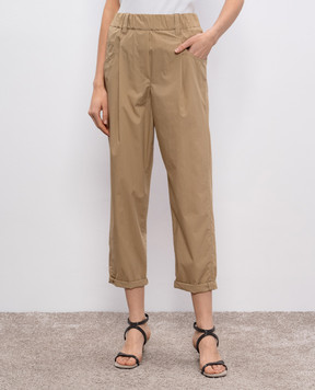 Brunello Cucinelli Бежевые брюки с цепочкой мониль M0H93P8907