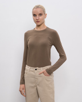 Brunello Cucinelli Коричневый лонгслив с цепочкой мониль MPT18B0107