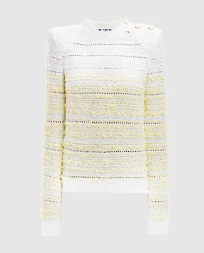 Balmain Белый твидовый свитер с пайетками DF1KD005KG71