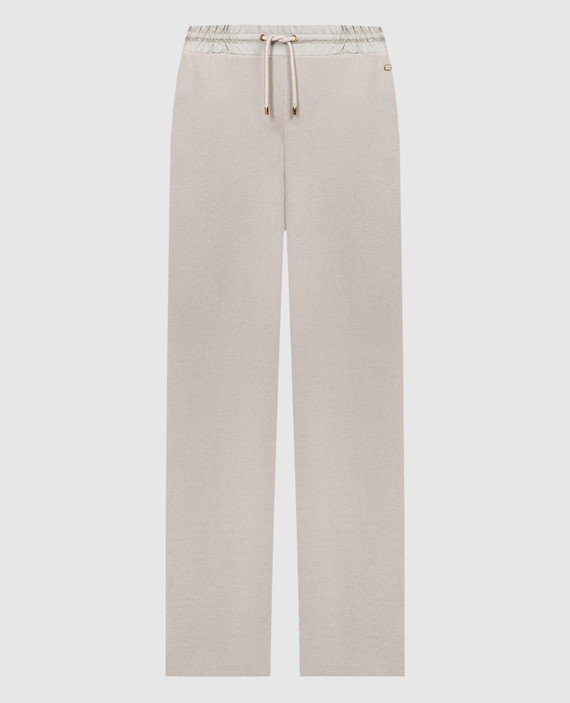 Beige trousers with logo silk