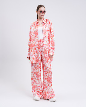 Alexander McQueen Розовые брюки с шелком в принт 819000QCAMH