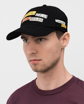Palm Angels Черная кепка с принтом PMLB104F25FAB008