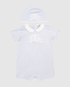 Dolce&Gabbana Дитячий блакитний набір з комбінезона та шапочки L1JO7KG7O1T