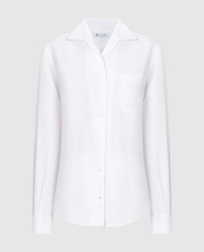 Loro Piana Белая рубашка из льна FAM9893