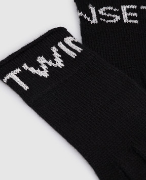 Twinset Чорні рукавички з вовни з логотипом 252TA4252