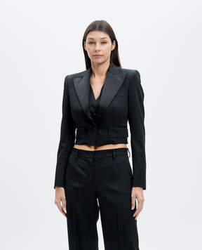 Dolce&Gabbana Черный жакет с шерстью и шелком F29YRTFU28J