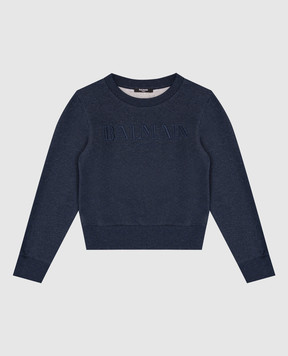 Balmain Дитячий синій світшот з вишивкою логотипа BX4B80Z3303610