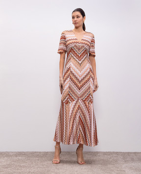 Missoni Коричнева сукня максі у візерунок з люрексом DS25SG1JBR00ZV