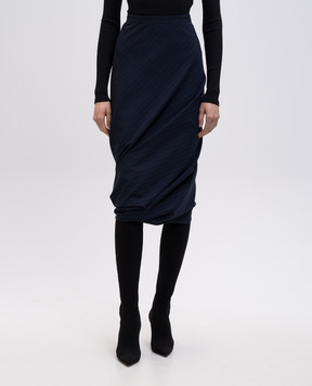 Balenciaga Синя спідниця міді з вовни в смужку 831231TST24