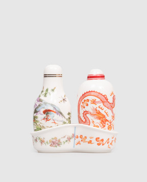 SELETTI Белый фарфоровый набор специалистов Thea для соли и перца в принт 09692