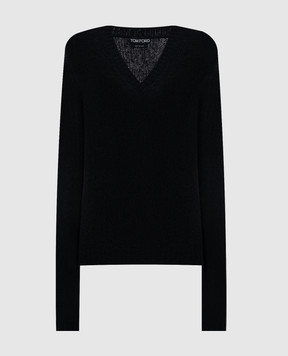 Tom Ford Чорний пуловер з кашеміру і шовку MAK1338YAX755