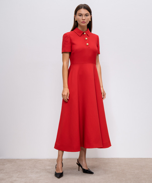 Valentino Красное платье из шерсти и шелка 5B3VA9D01CF изображение 3