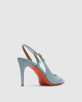 Santoni Голубые кожаные лакированные босоножки AUDREY 85 WDID71269HI2NVHD