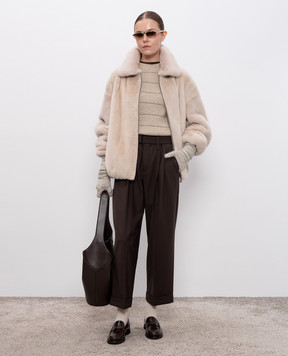 Brunello Cucinelli Бежевый жилет из кашемира и шерсти с люрексом MBM738210P
