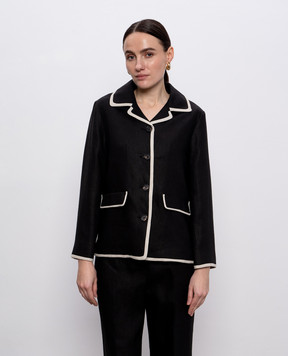 Max Mara Черный жакет LESLIE из льна. LESLIE
